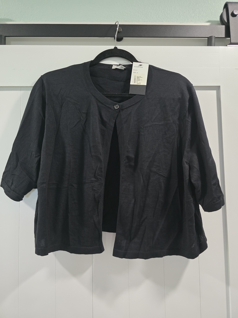 Lafayette 148 New York Black Short-Sleeve Cardigan